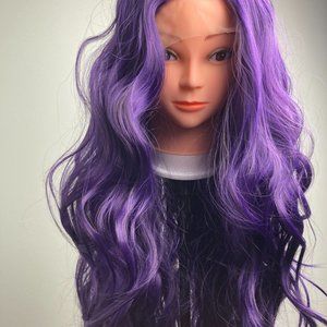 Long Purple Wavy Lace Wig